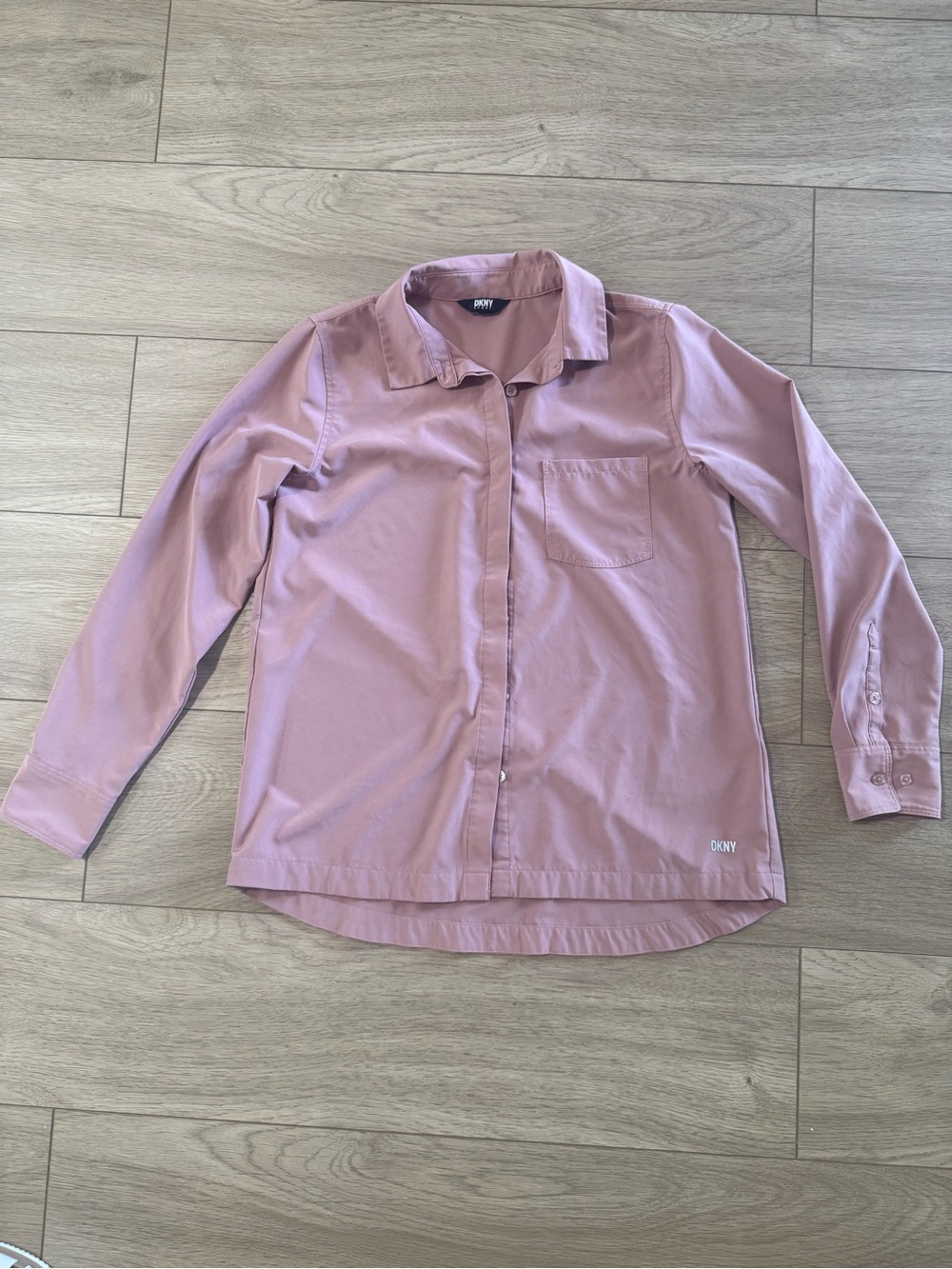 DKNY Sport Pink Stretch Button Down Shirt Long Sleeve